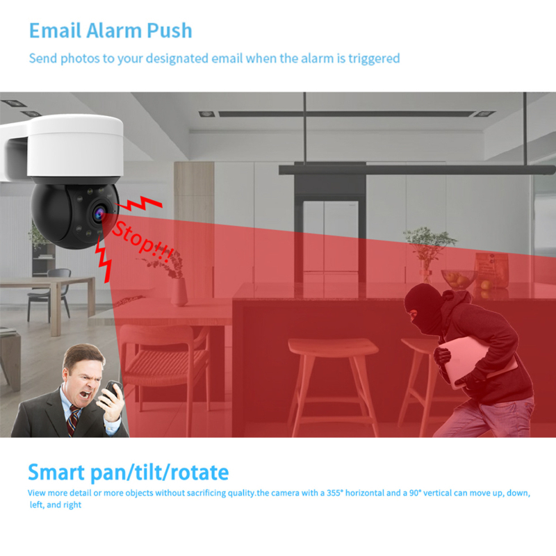 Išmanioji stebėjimo kamera Belaidis „Wi-Fi“ išmanusis 360 laipsnių sekimo rutulys lauko, atsparus lietui kamera