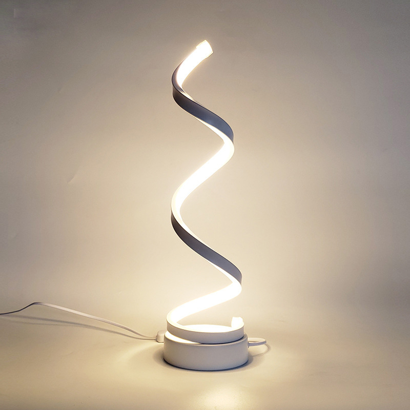 Tarpsienos spiralinė moderni minimalistinė LED stalo lempa dekoratyvinė kūrybinė meninė asmeninė dekoracija stalo lempa naktinis šviestuvas naktinė lemputė