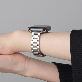 Sobib Apple Watchi rihmadele: õhuke, roostevabast terasest rihm, iwatch, väikese vöökohaga naiste 14 mm kolme rihmaga terasest rihm