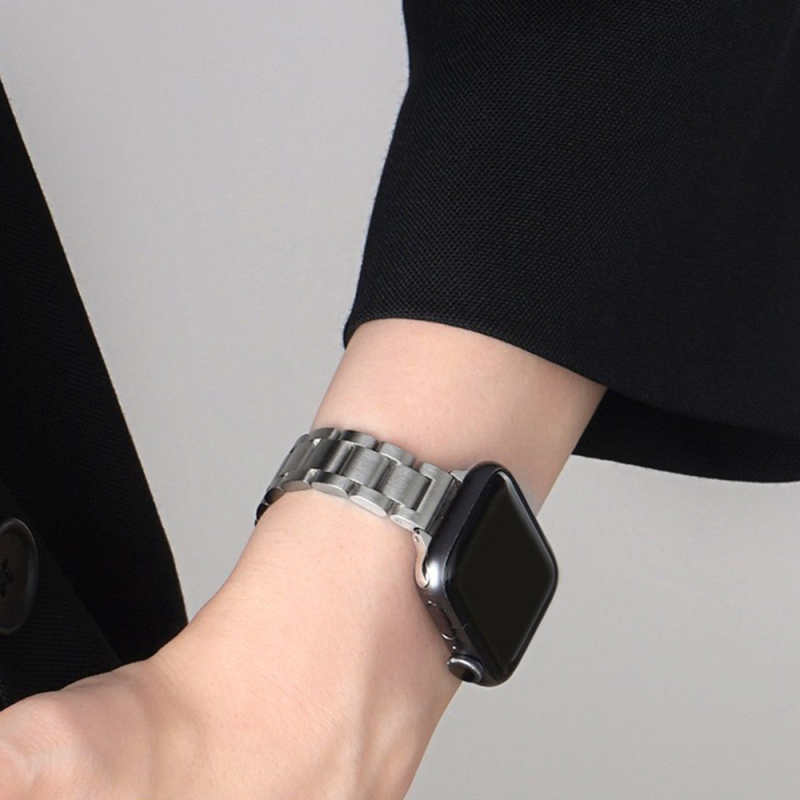 Sobib Apple Watchi rihmadele: õhuke, roostevabast terasest rihm, iwatch, väikese vöökohaga naiste 14 mm kolme rihmaga terasest rihm