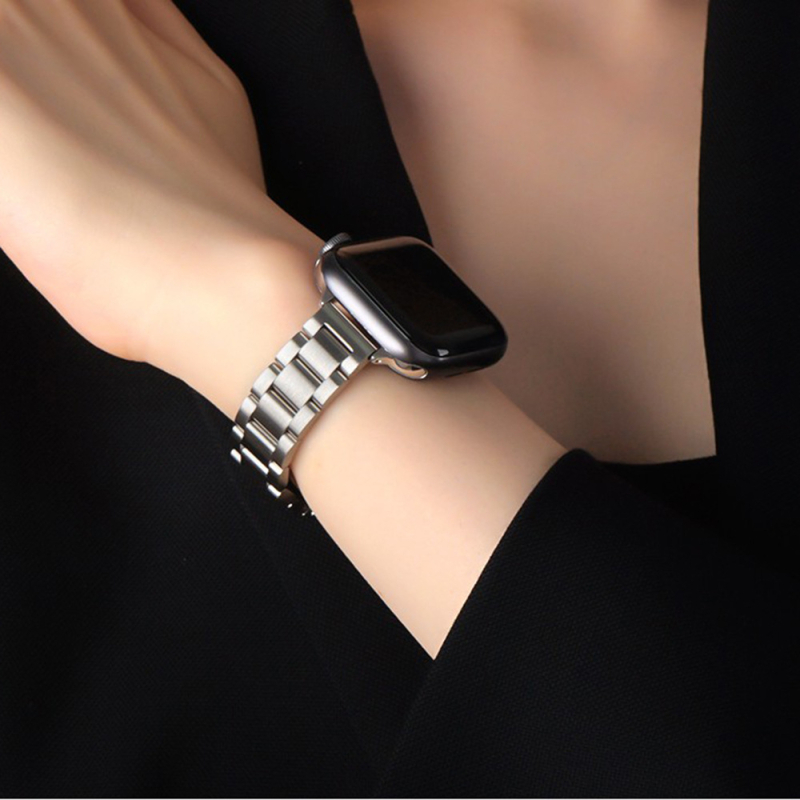 Sobib Apple Watchi rihmadele: õhuke, roostevabast terasest rihm, iwatch, väikese vöökohaga naiste 14 mm kolme rihmaga terasest rihm