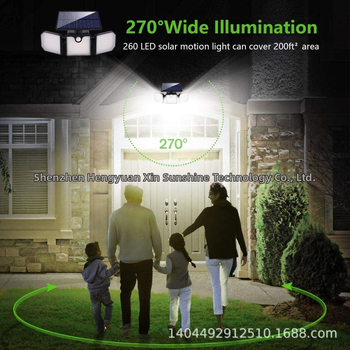 Εξωτερική ηλιακή λάμπα τοίχου με τρεις κεφαλές, λάμπα προβολής, αυλή, μικρό φωτιστικό δρόμου, λάμπα επαγωγής ανθρώπινου σώματος