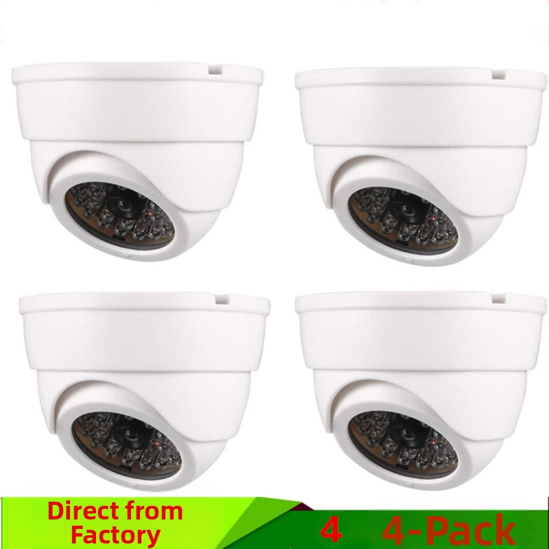 Фабрично нови, висококачествени симулационни камери за наблюдение, фалшиви орнаменти за дома и открито, бели раковини, пакет от четири