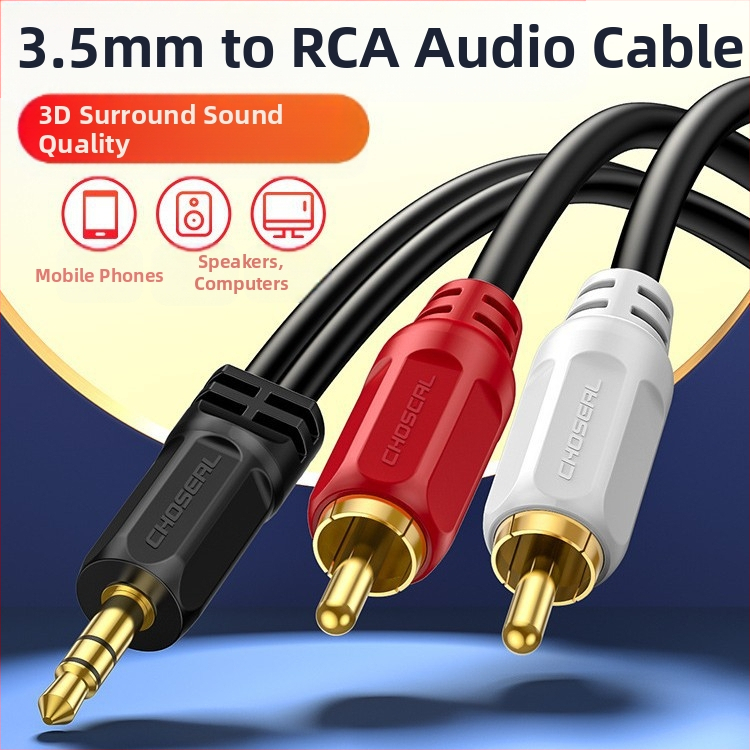 Akihabara QS6721 3,5 mm topelt-Lotus One ja Two 3,5 kuni 2 RCA arvutikõlari liiniheli jaoks