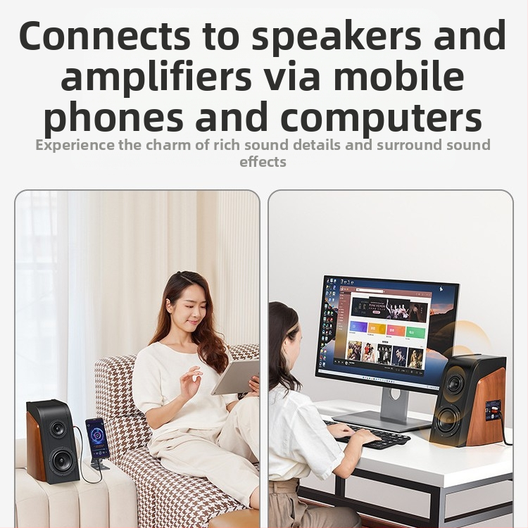 Akihabara QS6721 3.5 мм към Double Lotus One and Two 3.5 към 2RCA към компютърен високоговорител Line Audio