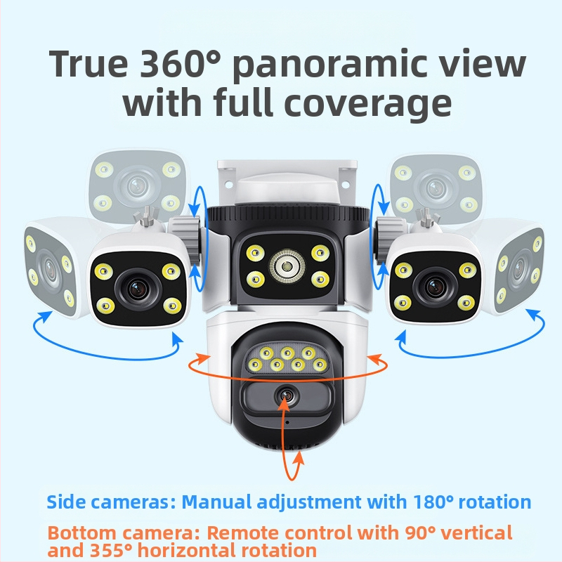 Priama bezdrôtová WiFi trojoká zbraňová monitorovacia kamera s guľôčkovým prepojením s výrobcom, vonkajšia dvojitá kamera s voľným prietokom, vodotesná vonkajšia kamera