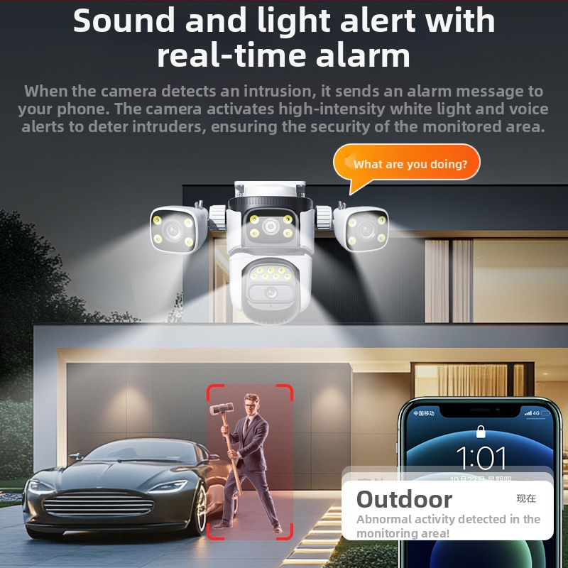 Priama bezdrôtová WiFi trojoká zbraňová monitorovacia kamera s guľôčkovým prepojením s výrobcom, vonkajšia dvojitá kamera s voľným prietokom, vodotesná vonkajšia kamera
