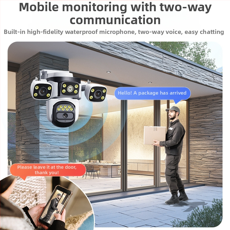 Priama bezdrôtová WiFi trojoká zbraňová monitorovacia kamera s guľôčkovým prepojením s výrobcom, vonkajšia dvojitá kamera s voľným prietokom, vodotesná vonkajšia kamera