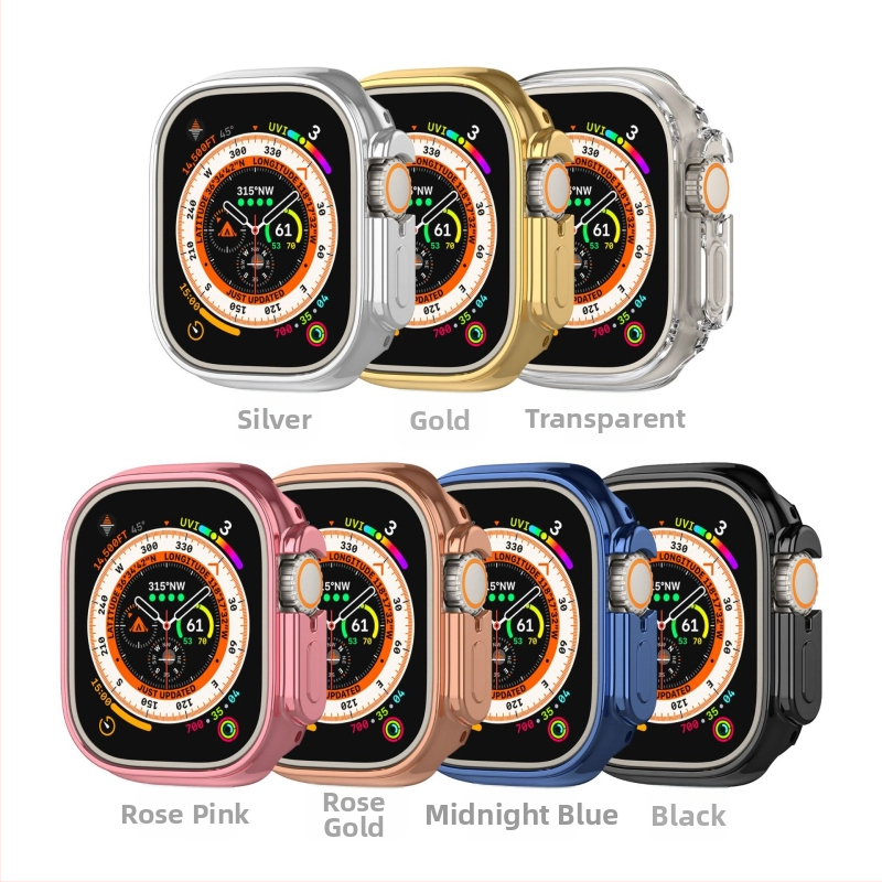 Подходящ за Apple Watch Ultra, калъф за Apple Watch, защитен калъф за iWatch, изрязан, половин опаковка, галванизиран