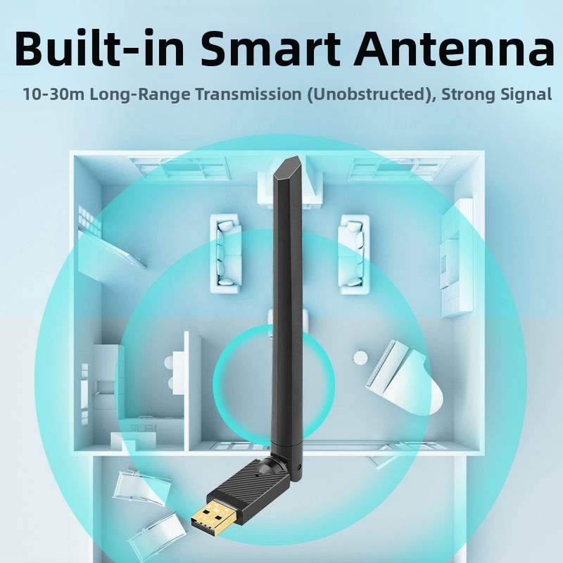 Bluetooth адаптер 5.4 с антена, USB адаптер, компютър, приемник, предавател, Bluetooth стик
