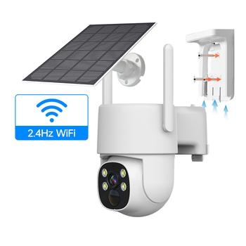 Piiriülene 4MP päikesevalvekaamera 360° välistingimustes kasutamiseks mõeldud mobiiltelefoniga kaugjuhtimispuldiga traadita WIFI päikesekaamera