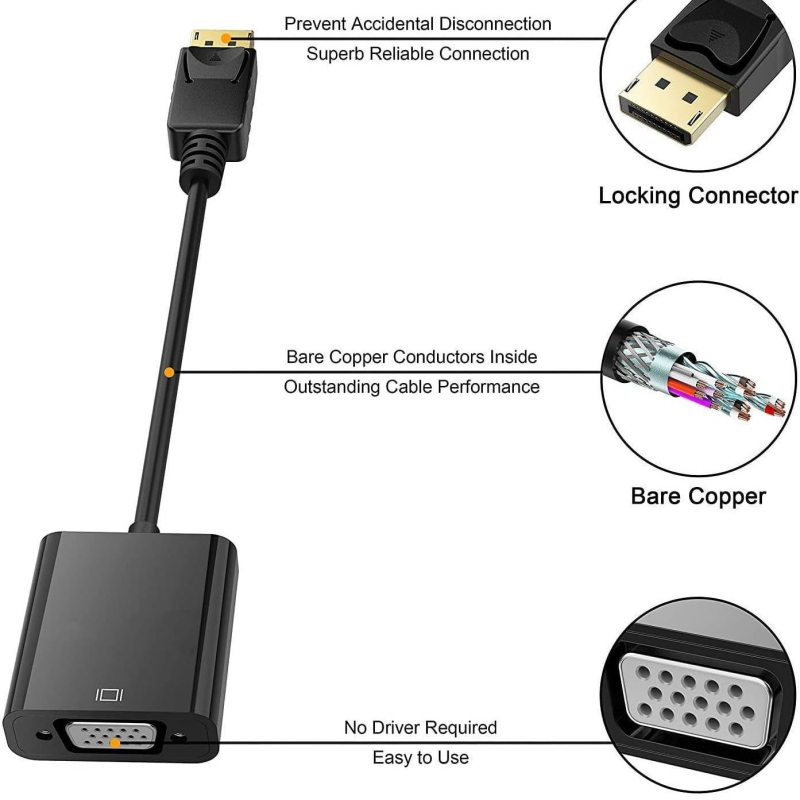 HDMI į VGA konvertavimas į kabelinę televiziją, nešiojamąjį kompiuterį, HDC/HDMI/VGA keitiklį, didelės raiškos konvertavimą