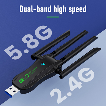 Placă de rețea wireless USB, semnal de mare viteză 5g dual-band, 1300m, receptor și transmițător Wifi pentru computer desktop, prin pereți