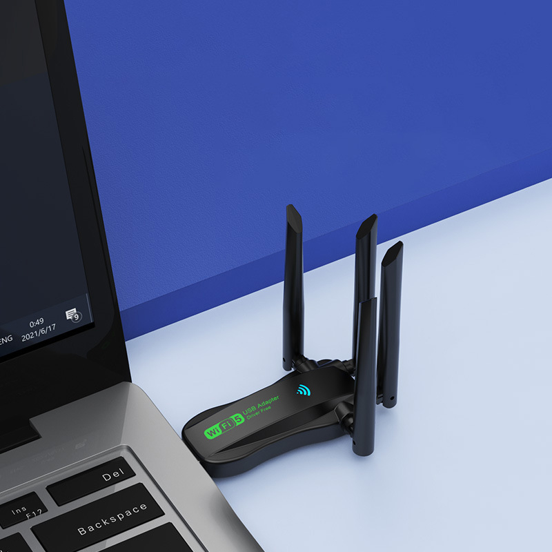 USB безжична мрежова карта, високоскоростен 5g двубандов сигнал, 1300m настолен компютър, Wifi приемник и предавател през стени