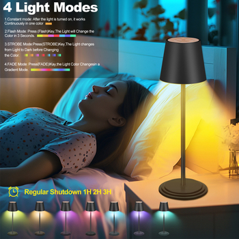 Loominguline uus magamistoa laualamp puutetundliku öölambiga RGB värvilise atmosfääriga lamp öövalgusti, mida saab ajastada USB-laadimisega