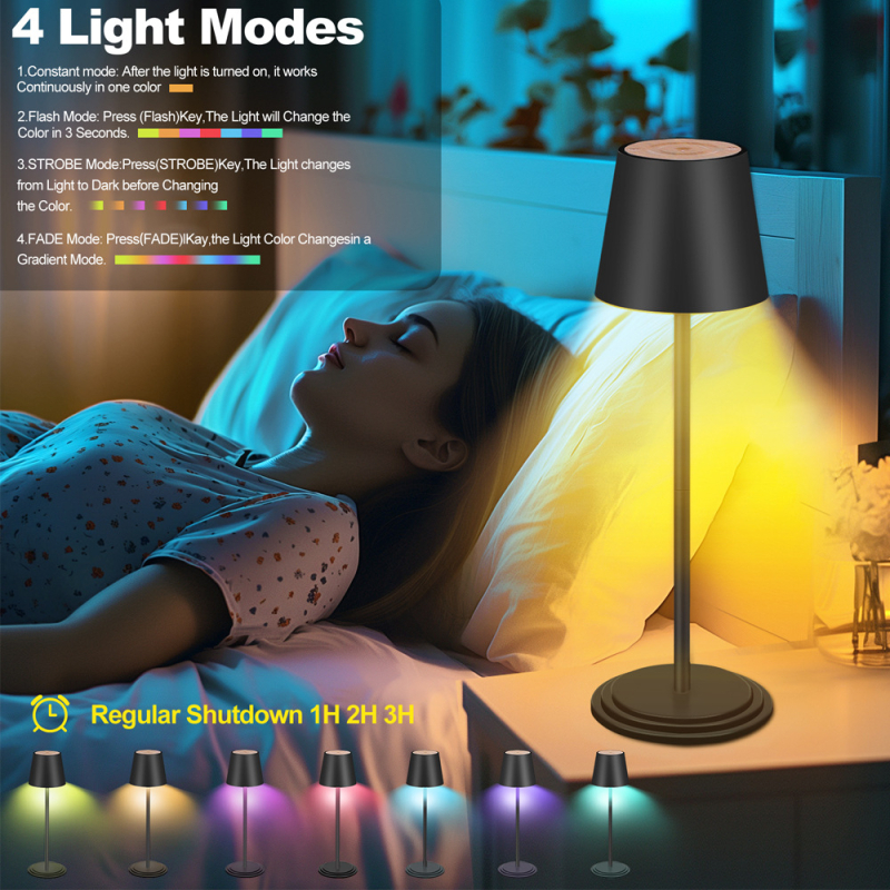 Loominguline uus magamistoa laualamp puutetundliku öölambiga RGB värvilise atmosfääriga lamp öövalgusti, mida saab ajastada USB-laadimisega