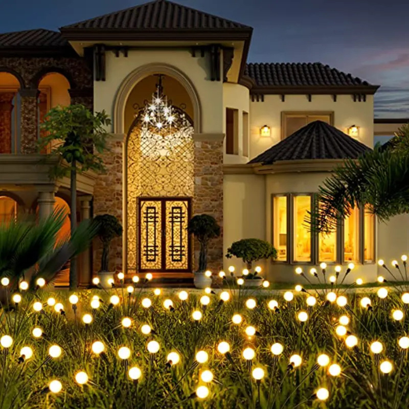 Piiriülene päikeseenergial töötav Firefly Light LED-välisvalgusti string aia maastiku kaunistuseks atmosfäär muruplatsi lamp