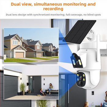Διόφθαλμη ηλιακή κάμερα παρακολούθησης εξωτερικού χώρου χαμηλής ισχύος, αδιάβροχη ασύρματη κάμερα παρακολούθησης Wifi, πλήρες χρώμα HD