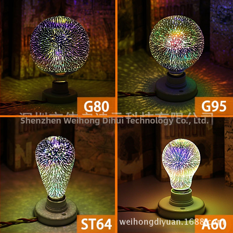 Остра плоска бормашина A60LED3D Фойерверки G125G95G80 Dragon Ball bubble ST64 led крушка за декорация на ресторантска сцена