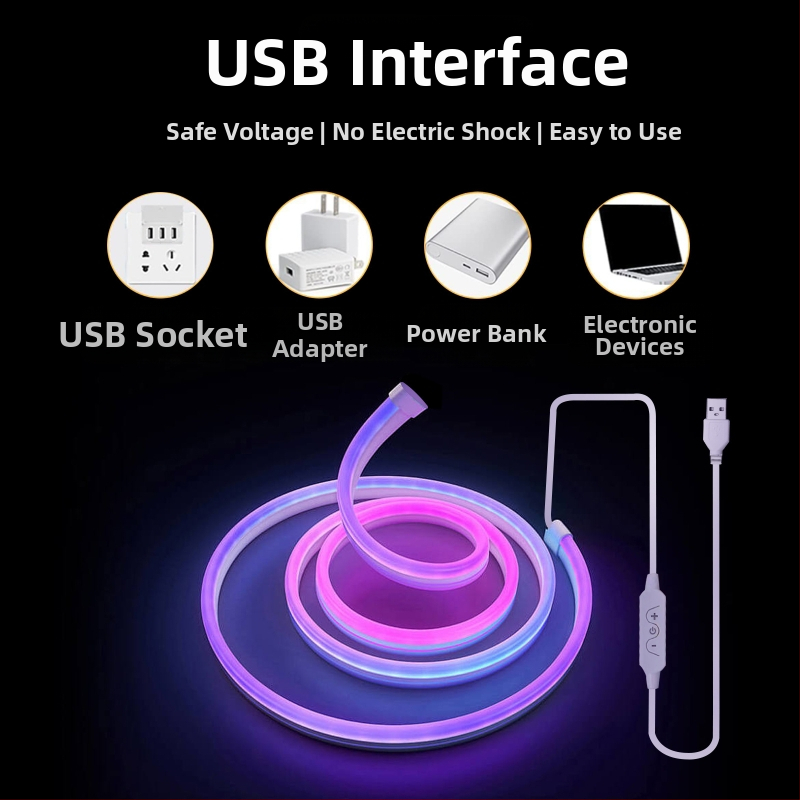 KESHU трансграничен, посветен на 5V Bluetooth музика, магически конски надбягвания, неонови светлини 2 метра 3 метра 5 метра, силикон за моделиране „Направи си сам“.