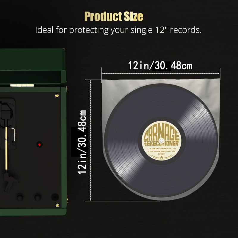 12-tolline vinüül-LP plaadikott vinüülümbrikuga sisekott kaitseümbris paksendatud välimine kott plaadikott paksendatud antistaatiline