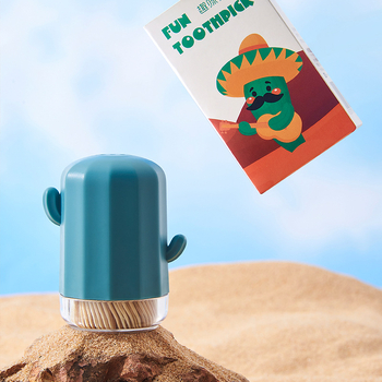 Δημιουργικό κουτί οδοντογλυφίδας Cactus, εξαιρετική οδοντογλυφίδα διπλής κεφαλής από φυσικό μπαμπού για το σπίτι, δημοφιλές κουτί ανεστραμμένης οδοντογλυφίδας