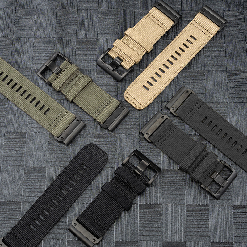 Jiaming Бързо сваляща се найлонова платнена каишка за Garmin Thai Iron Tactix7pro Watch Strap 26mm на склад