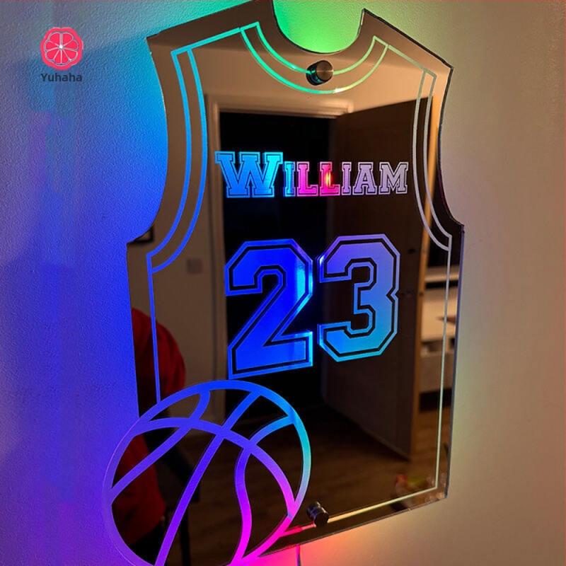 Cezhraničné horúce zrkadlo s číslom basketbalového dresu POD, personalizované zrkadlo s číslom dresu, výrobcovia svietidiel s basketbalovým zrkadlom