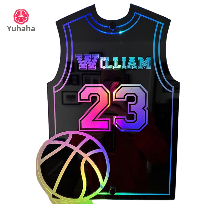 Cezhraničné horúce zrkadlo s číslom basketbalového dresu POD, personalizované zrkadlo s číslom dresu, výrobcovia svietidiel s basketbalovým zrkadlom