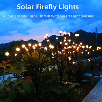 Piiriülene LED-tuulega töötav Firefly päikeseenergial töötav maapealne lamp välistingimustes kasutamiseks, veekindel sisehoovi muru atmosfääri dekoratiivlamp telkimisstiilis