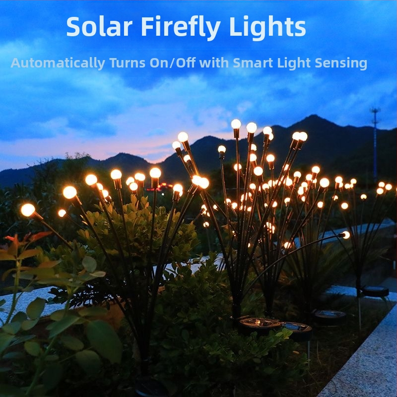 Piiriülene LED-tuulega töötav Firefly päikeseenergial töötav maapealne lamp välistingimustes kasutamiseks, veekindel sisehoovi muru atmosfääri dekoratiivlamp telkimisstiilis