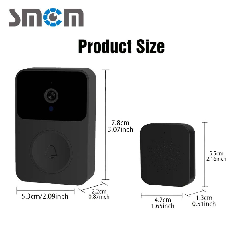 Juhtmevaba video uksekell kaameraga, lainurk nutikas visuaalne WiFi laetav turvauksekell