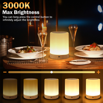 Το πολύχρωμο δαχτυλίδι χρώματος με χρωματική ρύθμιση έντασης φωτισμού νυχτερινού φωτός φόρτισης με LED κομοδίνου, η επιτραπέζια λάμπα αφής Pat μπορεί να χρονιστεί