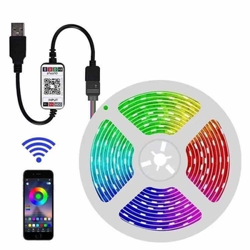 Išmanioji LED juostelė „Bluetooth“ programėlės valdymas 5050RGB TV fonas USB spalvinga dekoratyvinė LED juostelė, tinkanti
