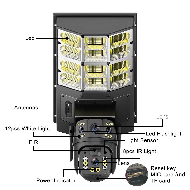 4G/WIFI HD päikeseenergial töötav tänavavalgustuse jälgimine välistingimustes kasutatav päikesekaamera päikesekaamera
