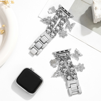 Kvaliteetne väike lõhnav hõbedane lumehelveste dekoratiivne rihm Apple Watchile iwatch109876