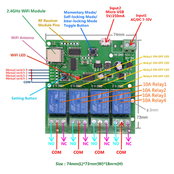 Paprastas „micro-link ewelink“ išmanusis jungiklis „alexa voice“ keturių kanalų prieigos valdymo jungiklis, daugiakanalis laiko nustatymo nuotolinio valdymo jungiklis