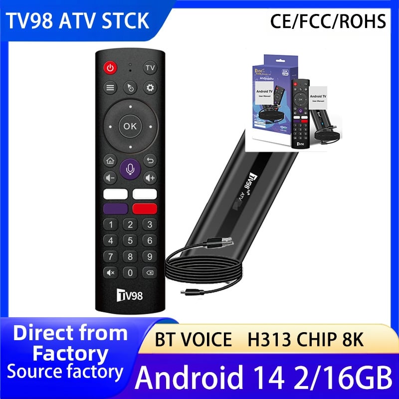 TV98 ATV 8K PRO Set Top Box Android14 TV BOX за външна търговия Quanzhi H313 Гласово дистанционно управление Y10