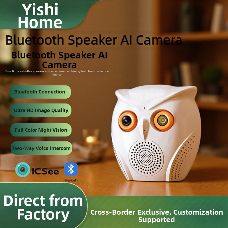 Piiriülene populaarne Icsee Bluetooth-kõlar kassisilmaga, äratuse ja kohaliku salvestusruumiga, kahe kaameraga nutikas