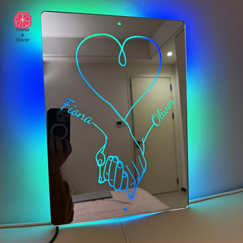 Tarpvalstybinė pora, susikibus rankomis, vardo veidrodinė lempa, personalizuota vardo veidrodinė lempa, Valentino dienos kalėdinių dovanų fabrikas