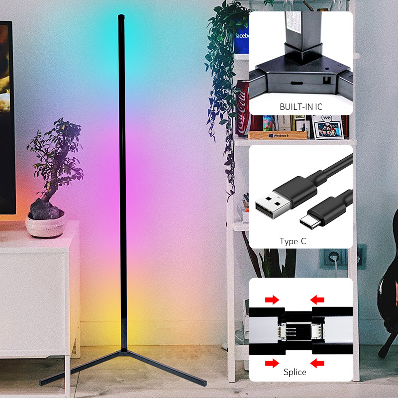 Vabaaja pistikühendusega põrandale paigaldatav atmosfäärivalgusti Ledrgb Phantom Bluetooth muusikarütmivalgusti elutoa nurga atmosfäärivalgusti