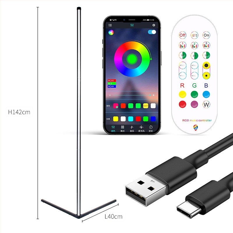 Небрежна Plug-A-Play подова атмосферна лампа Ledrgb Phantom Bluetooth музикална ритмична лампа ъглова атмосферна лампа за хол