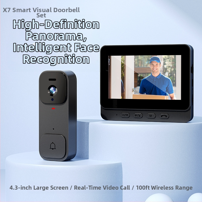 Sonerie video inteligentă Cross-Border X7 pentru uz casnic cu afișaj, interfon wireless, supraveghere video de înaltă definiție, rezistentă la explozii