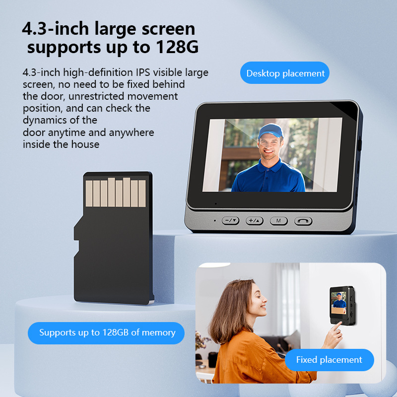 Piiriülene X7 nutikas video uksekell koduseks kasutamiseks ekraaniga, traadita intercom, kõrglahutusega videovalve, plahvatuskindel