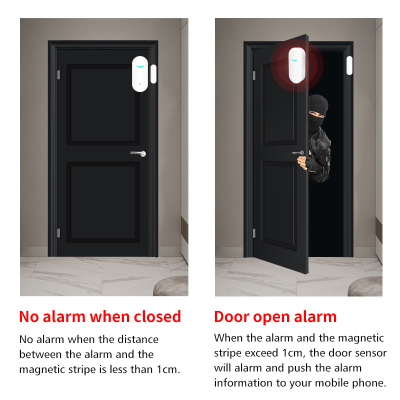 Трансгранична Tuya Tuya Smart Door and Window Alarm Магнитен детектор за напомняне за врата Wifi Alarm за врата и прозорец
