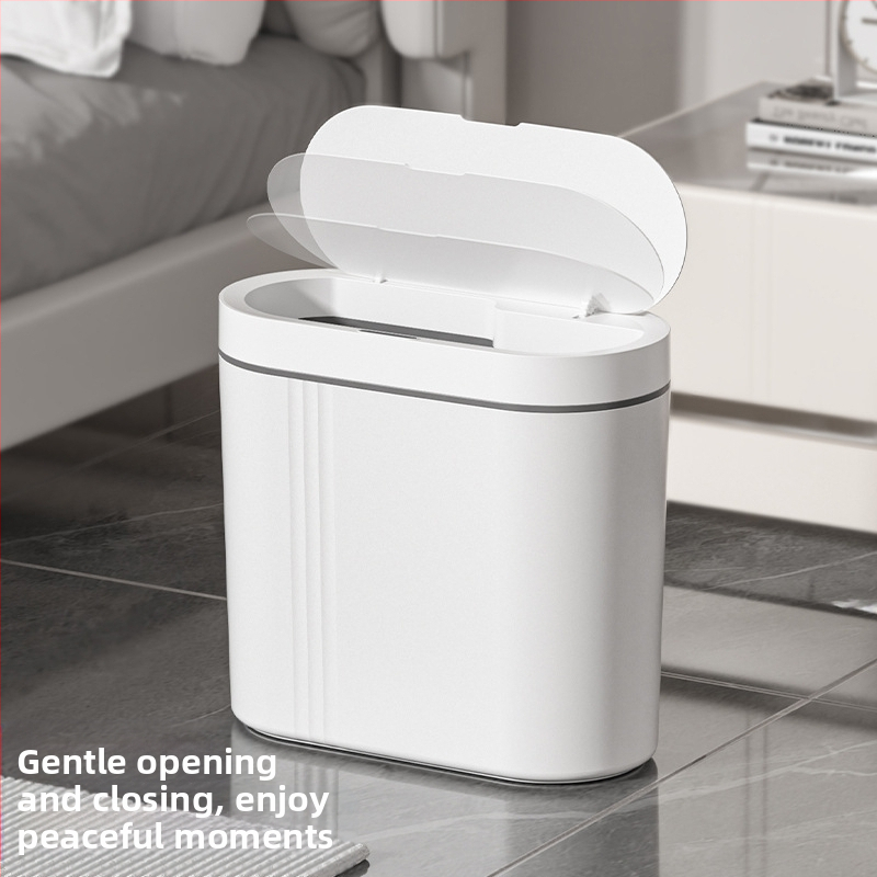 Домакински интелигентен индукционен кош за боклук с голям капацитет, електрически кош за боклук с отворен капак, кухненски санитарен кош за боклук, стенен кош за боклук