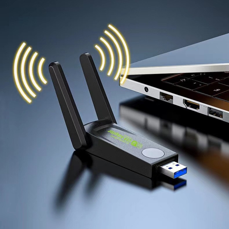 Placă de rețea wireless de 1300 m, fără driver, Gigabit Dual-Band, receptor USB pentru desktop, transmițător Wifi, compatibilitate completă cu rețeaua