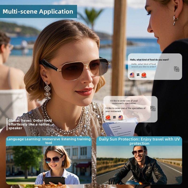 Ai tõlke nutikad Bluetooth-audioprillid kaugjuhtimispuldiga kaamera Gy100 spordimoodne stiilne UV-vastane uus stiil