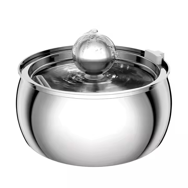 Pārrobežu 4L mājdzīvnieku nerūsējošā tērauda ūdens dozators kaķu suņu automātiskajam ūdens padeves sfēriskam attīrīšanas ūdens kvalitātes ūdens dozatoram