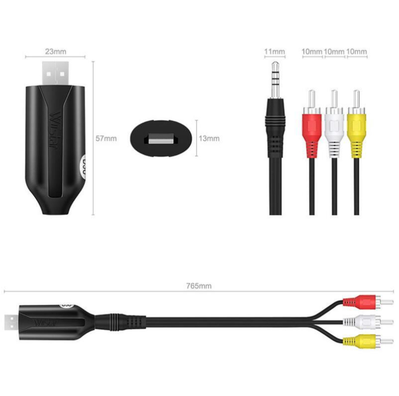 VHS-adapterikaabel USB2.0 salvestuskaart AV-video salvestuskaart USB-st RCA-ks, heli ja video teisendamine